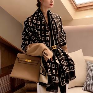 TEMU 플러스 사이즈 새로운 숄 재킷 레터 스카프 두꺼운 겨울 다용도 숄 한국식 양면 보온 겸용 고급 스카프