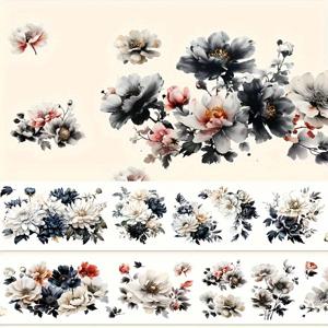 TEMU 2미터 블랙 로즈 PET 테이프, 수제 DIY 노트북용, 저널 접합 테이프 스티커, 휴대폰 케이스용, 테이프 스티커, 스크랩북킹, 카드 제작, 문구류 접합 패턴 스티커용