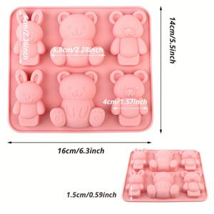 TEMU 귀여운 만화 곰, 토끼, 다람쥐가 그려진 실리콘 사탕 몰드 1개. 롤리팝 및 초콜릿 몰드, 핸드메이드 비누 몰드, 케이크 도구. 케이크, 사탕, 초콜릿, 푸딩, 핸드메이드 비누 등을 만들기에 적합한 베이킹 케이크 몰드