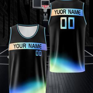 TEMU 맞춤형 농구 저지 - 그라데이션 이름 및 번호 인쇄가 있는 통기성 민소매 조끼, 스포츠 트레이닝, 해변 파티 및 캐주얼 외출용 루즈핏 - 성인 운동복 (봄/여름/가을)