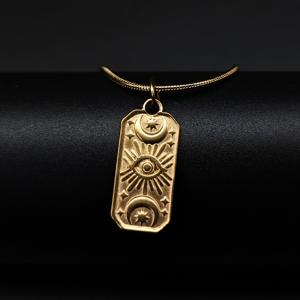 TEMU 1개 스테인리스 스틸 악마의 눈 달 별 사각 펜던트 목걸이, 니치 라이트 럭셔리 빈티지 스타일 고급 DIY 사각 펜던트, 발렌타인데이 어버이날 선물용 목걸이