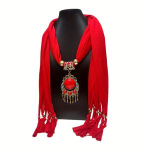 TEMU 에스닉 스타일 단색 스카프 태슬 장식 사계절 여성용 스카프 합금 펜던트 스카프