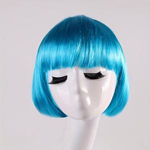 TEMU 생생한 스타일 앞머리 숏 보브 가발, 할로윈 축하 행사용 합성 헤어 가발
