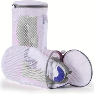 TEMU 신발 세탁망 2개, 스니커즈 메쉬 세탁백, 신발 청소 세탁용 가방, 허니콤 패브릭 그레이 지퍼 대형 사이즈 세탁망, 7x15인치, 운동화, 스니커즈, 부스트, 슬리퍼용 세탁백