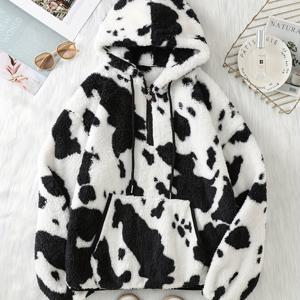 TEMU 방향성 하프 지퍼 후드 플러시 우아한 따뜻한 드로스트링 긴팔 아우터웨어 가을 겨울용