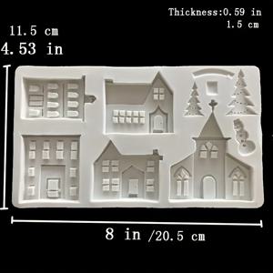 TEMU 메리 크리스마스 크리스마스 트리 하우스 성, 수제 클레이 소프트 도자기 장식 제작, 수제 비누 레진 접착제 실리콘 몰드 1개