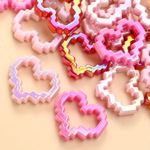 TEMU 10개 14*20mm/29*26mm 발렌타인데이 아크릴 핑크 하트 러브 홀 스페이스드 비즈, 주얼리 만들기, 팔찌, 목걸이, 귀걸이, DIY 휴대폰 체인, 키체인, 가방 걸이 소재, 주얼리 액세서리