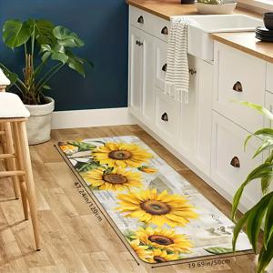 TEMU 1개 레트로 알파벳 프린트 바닥 매트 부드럽고 미끄럼 방지 흡수성 기계 세탁 가능 주방 바닥 매트 직사각형 저립 장식용 거실, 침실, 주방, 세탁실, 현관에 적합