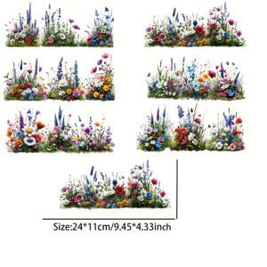 TEMU 7가지 생생한 야생화 방수 및 물로 닦을 수 있는 UV DTF 전사 페이퍼 컵 슬리브, 16온스 유리 커피 컵에 적합, 나비 데이지 디자인으로 머그에 프린팅하기에 완벽