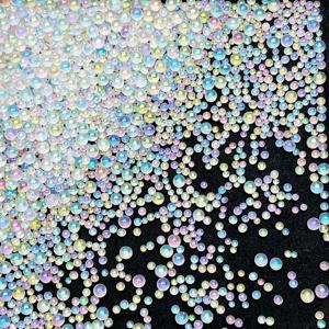 TEMU 20,000개 라운드 혼합 사이즈 유리 버블 비즈, 0.6~m 사이즈, 레진 몰드 및 주얼리 제작에 적합, 공예 및 네일 장식에 완벽, 쉐이커 카드, 해변 및 해안 테마 버블 아트 프로젝트에 이상적