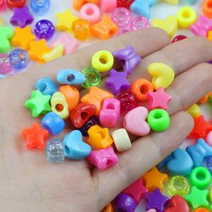 TEMU 별과 하트 모양 대형 구멍 비즈 약 199개, DIY 핸드메이드 팔찌·목걸이·귀걸이용 아크릴 루스 비즈, 장식 공예 소품