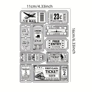 TEMU 1개 레트로 티켓 투명 스탬프, 기차 및 비행기 패스용, 라벨 프레임 카드 만들기, 핸드크래프트 엠보싱, 다이어리 페인팅 공예