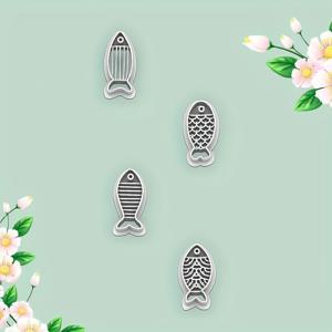 TEMU 봄, 여름 독립 기념일 테마로 제작된 고급스러운 물고기 모양의 점토 커터 4개 세트 | 스타일 | 수제 귀걸이 몰드에 적합 | 복잡한 속이 빈 디자인의 주얼리 제작 | 주얼리 제작 키트 몰드