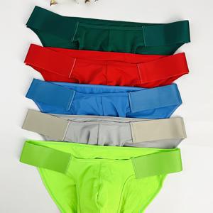 TEMU 남성용 패션 통기성 팬티 5pcs, 아이스 실키 섬유 빠른 건조 스트레치 편안한 소재, 멀티컬러 솔리드 디자인, 비치 파티 및 캐주얼 데일리웨어에 이상적