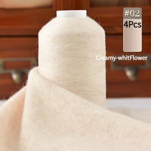 TEMU 4피스 세트 - 2겹 캐시미어 얀 100.00% 부드럽고 따뜻함, 중간 무게의 초극세사 캐시미어 얀, 내구성이 뛰어나고 필링 방지 | 캐시미어 스카프, 스웨터, 가디건, 장갑, 바지 등을 뜨개질/코바늘 뜨개질에 적합