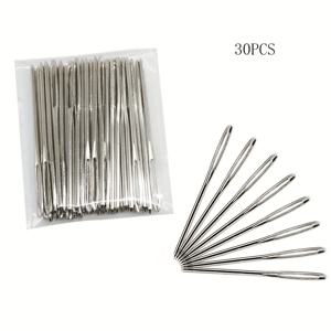 TEMU 은색 2.36인치 큰 귀구멍 무손끝 수제 재봉 바늘 30개, 가죽 바늘 자수실 바늘, 스테인리스 스틸 실 뜨개바늘