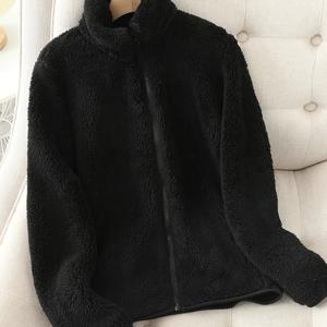 TEMU 여성용 가을 겨울 두꺼운 보온 양면 코트, 코랄 벨벳 & 폴라프 플리스