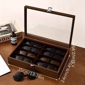 TEMU 1개 호두나무 안경 케이스 트레이, 스크래치 방지 배 나무 안경 프레임 보관함, 액세서리 디스플레이 트레이, 고급 원목 안경 정리함, 라이트 럭셔리 데스크탑 오거나이저 박스, 완벽한 선물 아이템, 주얼리 타워