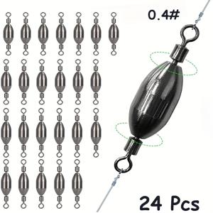 TEMU 24개 소금물 낚시 추 스위블 불릿 싱커 낚시용 추 민물 배스 싱커 추 스위블 롤링