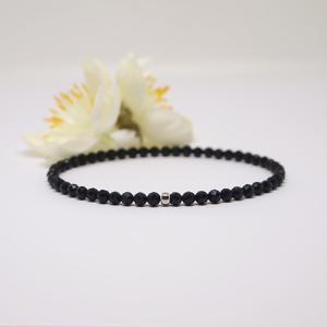 TEMU 1개 세련된 블랙 컷 스톤 팔찌, 핸드메이드 탄성 밴드 비즈 팔찌, 클라스프 없는 스택킹 팔찌, 남녀 생일 선물용 블랙 팔찌