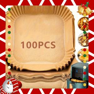 TEMU 에어프라이어, 오븐, 전자레인지에 적합한 논스틱 일회용 파스텔 라이너 100개입. 내열성, 튐 방지 러플 엣지 특징, 치킨 윙, 감자튀김, 파티용 베이킹에 적합