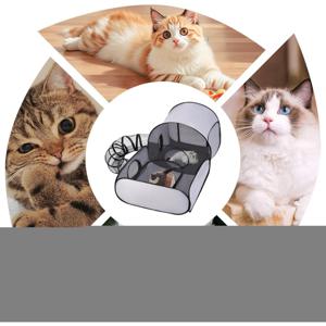 TEMU 고양이 울타리 터널 - 가벼운 애완동물 놀이장, 휴대용 놀이집 | 안전 지퍼 잠금 장치가 있는 다기능 메시 놀이 텐트, 새끼 고양이와 강아지용 접이식 안전 시트, 실내 및 실외 활동에 적합