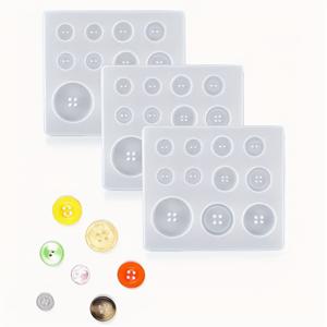 TEMU 레진 실리콘 몰드 3개 세트, 에폭시 레진 캐스팅 클레이 공예에 적합, 10/12/15/20/25mm 사이즈의 원형 버튼 모양 - 5가지 다양한 사이즈