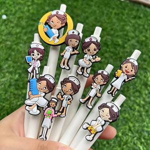 TEMU 간호사 의사 테마 PVC 소프트 고무 패치 볼펜 10개입 - 다양한 의료 만화 디자인, 사무실 및 병원용 내구성 있는 플라스틱 펜 - 의료 종사자 및 학생을 위한 재미있는 선물, 독점 간호사 문구, 편안한 필기구, 문구 애호가를 위한 필수품