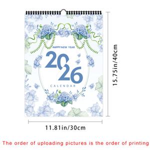 TEMU 1개, 맞춤 2026년 달력, 개인 맞춤 달력, 블루 플로럴 달력, 6가지 다양한 사진, 가족/커플/결혼식 사진에 적합, 크리스마스/휴일/새해 선물, 사진 맞춤 제작, 방 장식, 휴일 선물, 새해