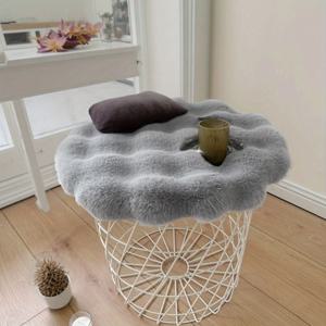 TEMU A 부드러운 인조 토끼 원형 쿠션/패드 (의자/스툴용)/따뜻한 좌석 쿠션/부드럽고 푹신함/식탁 의자/화장대/학생 긴 시간 앉는 패드/사무실 쿠션에 적합/다양한 색상으로 제공/미적 요소와 실용성의 완벽한 조화/A G