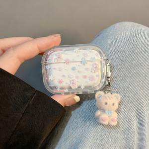 TEMU 귀여운 만화 눈꽃 곰돌이, Airpods 1/2/3, Airpods Pro, Airpods Pro2/Airpods Pro3 이어폰 케이스 보호대에 적합, Airpods4 보호 케이스와 호환, 액세서리 1개가 포함된 케이스 1개 포함.