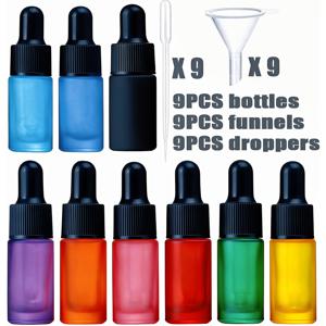 TEMU 27개 다양한 색상의 프로스트 유리 스포이드 병, 측정 스포이드 및 깔때기 포함, 가정 및 여행용으로 적합, 에센셜 오일, 향수 및 립밤 용기로 이상적 (빈 병/액체가 포함되어 있지 않음)