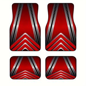 TEMU 4개 레드 & 블랙 기하학 패턴 멋진 차량용 바닥 매트 | 3D 화살표 디자인, 내구성, 세단, 트럭, SUV 범용 - 새해, 크리스마스, 발렌타인데이, 부활절, 카니발 및 기타 기념일에 완벽한 선물