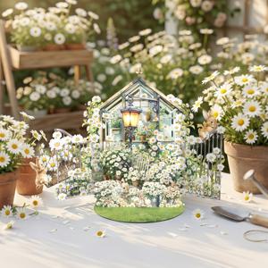 TEMU 3D 팝업 토끼 & 데이지 정원 카드 (봉투 포함) | 생일, 기념일, 어버이날, 데이, 감사, 부활절, 장식, 가족 및 친구를 위한 선물, 종이 재질, 영어