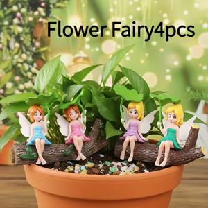 TEMU 4개 세트 미니 레진 요정 피규어 - 차량 대시보드 장식 & 데스크탑 소품, 연잎 장식 마법 미니어처 요정, 휴대용 사무실 여행 수집용 장식품 (레진)