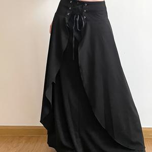 TEMU 여성용 스타일리시 미디 스커트, 끈 장식 A라인 롱 드레스