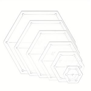 TEMU 6개/세트 아크릴 투명 압력판 퀼팅 템플릿 육각형, 1인치, 2인치, 3인치, 4인치, 5인치, 6인치 1/4인치 솔기 여유 포함, 구멍: 3mm