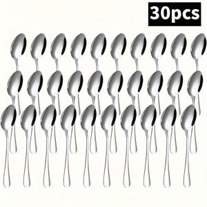 TEMU 30개 스테인리스 스틸 미니 커피 스푼 세트 - 내구성 있고, 거울 광택으로 디저트, 차, 아이스크림에 적합 - 파티, 결혼식, 주방 및 식사용으로 이상적
