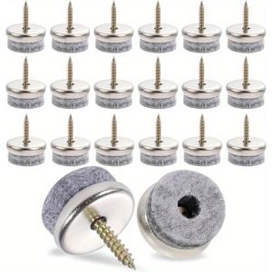 TEMU 20 팩 펠트 가구 패드 (나사 포함) - 하드우드 바닥용 금속 베이스 의자 다리 보호대 - 테이블, 소파, 라미네이트, 상감 목재 표면용 스크래치 방지 및 소음 감소 글라이드