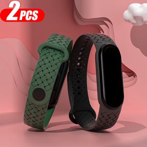 TEMU 샤오미 Mi 밴드 3/4/5/6/7용 2개 팩 실리콘 스포티 워치 밴드, 통기성이 좋은 브레이디드 스트랩, 편안하고 튼튼한, 이상적인 선물