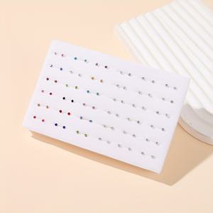 TEMU 랜덤 컬러 72pcs 세트 고급스러운 0.2cm 컬러 유리 스터드 귀걸이 – 여성 데일리 웨어, 파티 또는 선물용 스타일리시하고 우아한 멀티팩