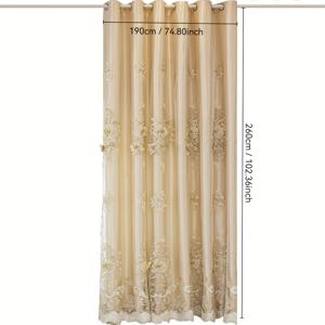 TEMU 1개 플로럴 엠보싱 자수 이중 레이어 완성 커튼, 거실 및 침실, 홈 오피스, 미국 스타일, 프랑스 스타일, 뉴 차이나 스타일 및 라이트 럭셔리 스타일에 적합