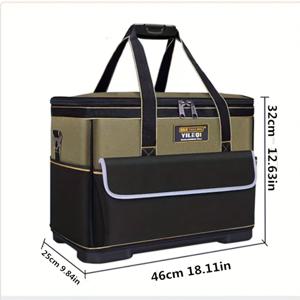 TEMU 원피스 그린 & 블랙 사각 포켓 캔버스 옥스포드 원단 다기능 전기공 수리 도구 가방, 내구성 강한 대용량 공구 케이스