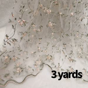 TEMU 1 야드, 3 야드, 신선한 플로럴 자수 원단, 웨딩 드레스, 드레스, 여성 의류, 스커트, 치파오, 테이블 러너, 테이블보, 인형 옷, 커튼, 배경 등에 적합