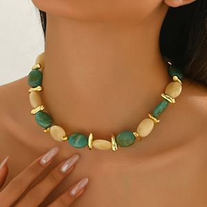 TEMU 여성용 비즈 컬러 블록 레진 목걸이