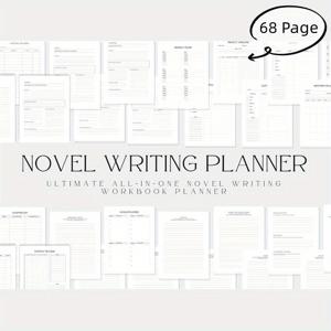 TEMU 68페이지 소설 쓰기 워크북 플래너 - 작가, 성인 및 창의적인 마음을 위한 궁극의 올인원 픽션 조직자, 창의적 글쓰기 보조 도구 | 깔끔한 레이아웃 디자인 | 내구성 있는 종이백