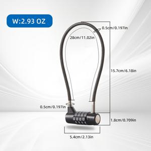 TEMU 전동 자전거용 가정용 와이어 로프 콤비네이션 잠금장치, 수하물 및 백팩용 도난 방지 확장 케이블 잠금장치