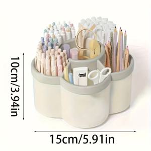 TEMU 귀여운 펜 홀더 1개. 360도 회전 가능하며, 넉넉하고 다기능 디자인으로 책상에 문구류를 보관할 수 있습니다. 튼튼하면서도 가벼운 수납 상자이며, 완전한 회전이 가능합니다.