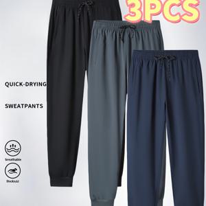 TEMU [세트]남성용 스웨트팬츠 아웃도어 조깅 바지 캐주얼 레깅스 가볍고 빠른 건조 숨겨진 지퍼 포켓 솔리드 컬러 봄/가을 여름 남성 바지