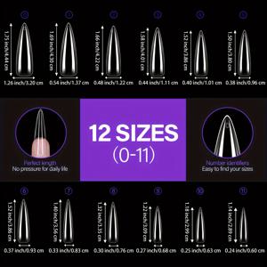 TEMU 96개 HOTWAY 롱 아몬드 아크릴 네일 팁 - 12가지 사이즈, 양면 투명 매트 마감, 홈 매니큐어용 내구성 있는 DIY 네일 익스텐션, 여성에게 완벽한 선물, 네일 케어 필수품, 세련된 네일 디자인